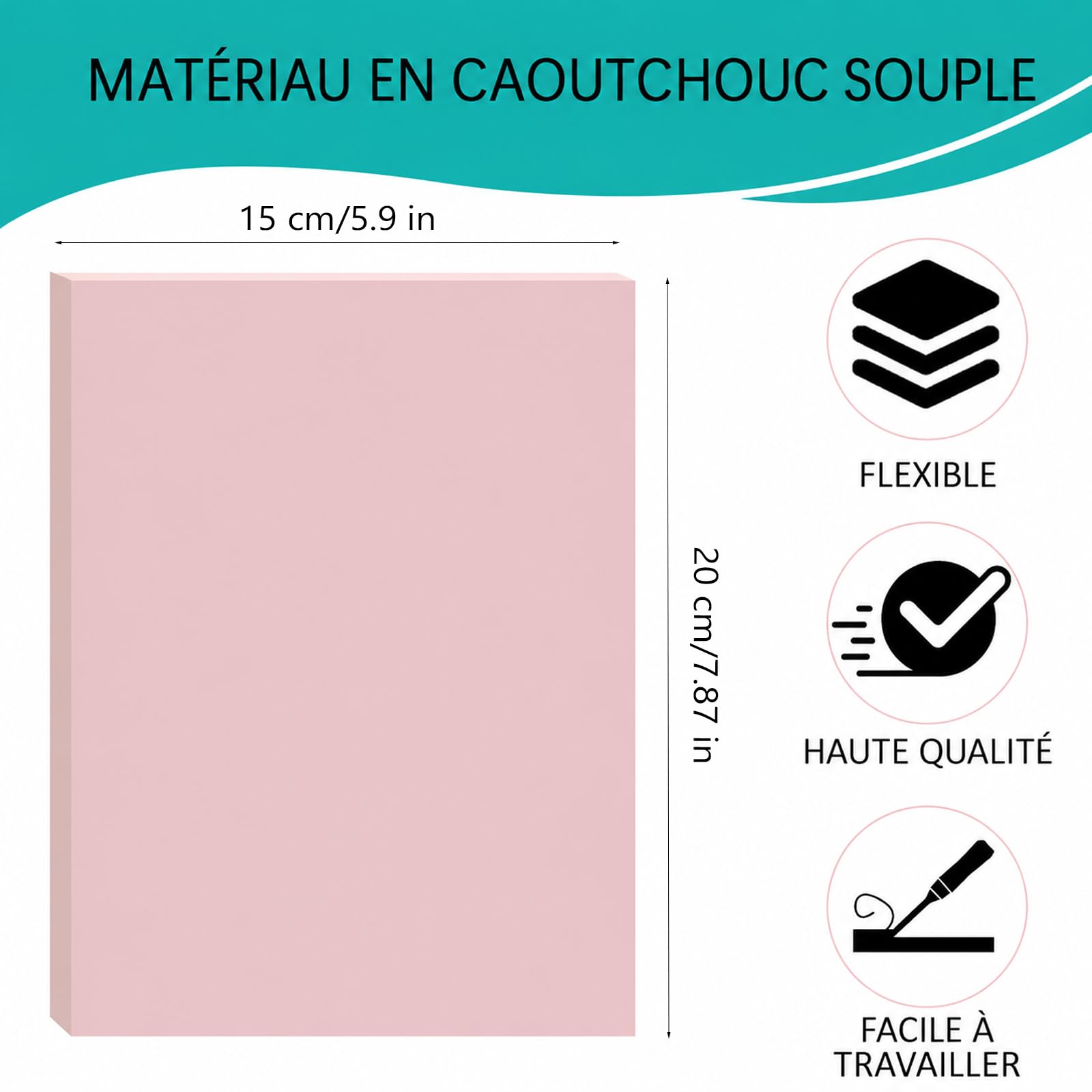 Lot de 8 Gommes à Graver Roses, 20 x 15 x 0,8 cm, Blocs Souples