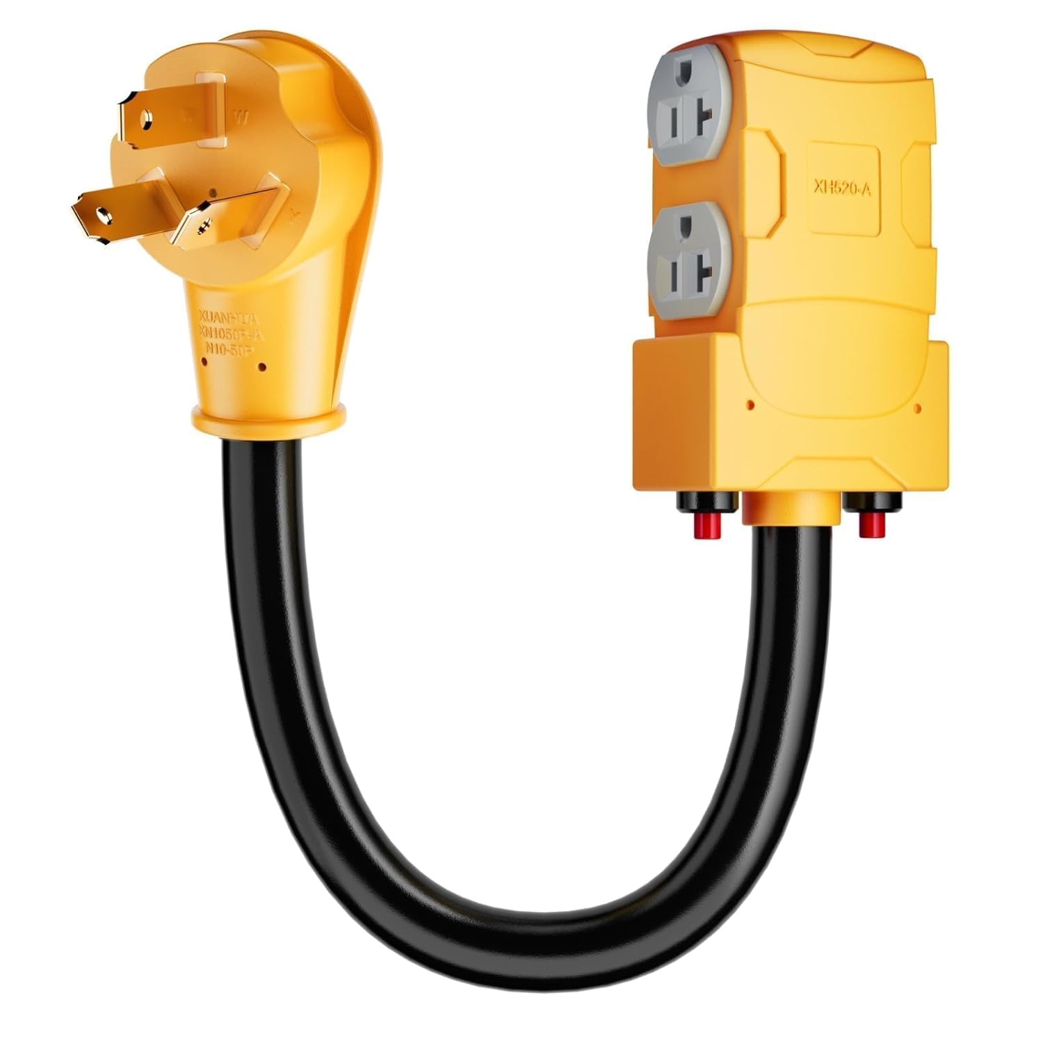 MECMO 50A 220 to 110 Household T-Blade Adapter, NEMA 10-50P to 4X 5-20R/15R w/ 20AMP Circuit Breaker, 3 Prong 50Amp (Old-style) Electrical Stove/Range/Oven to Gas Range 110/125V 15/20A Power Converter