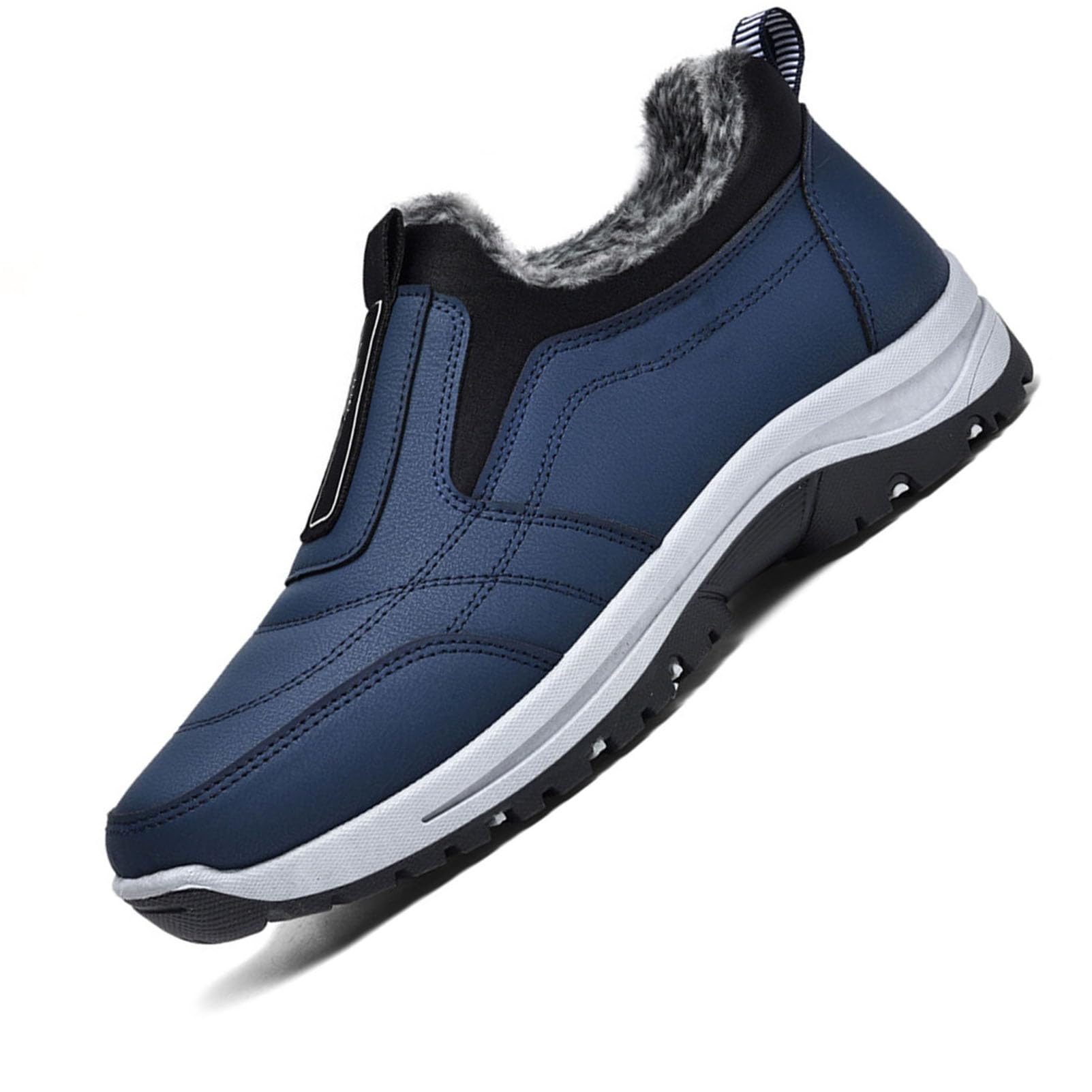 Aocase Men's Blue Slip On Trainers Winter Warm Wide Fit Comfy Trainers Non-Slip Orthopedic Shoes Lightweight Casual Jogging Shoes Waterproof Walking Shoes For Plantar Fasciitis Shoes,,41/255Mm