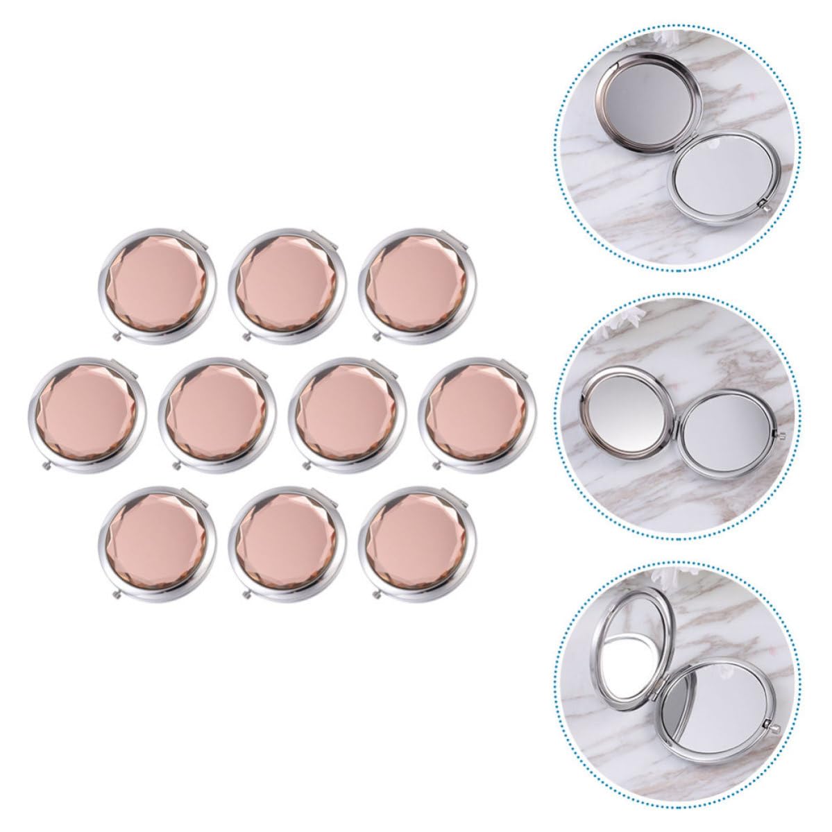 TOYANDONA 10 Piezas Espejo Compacto de Maquillaje de Doble Cara, Plegable, de Metal y Vidrio, Ligero y Elegante para Llevar Bolso o Viajes de Mujeres