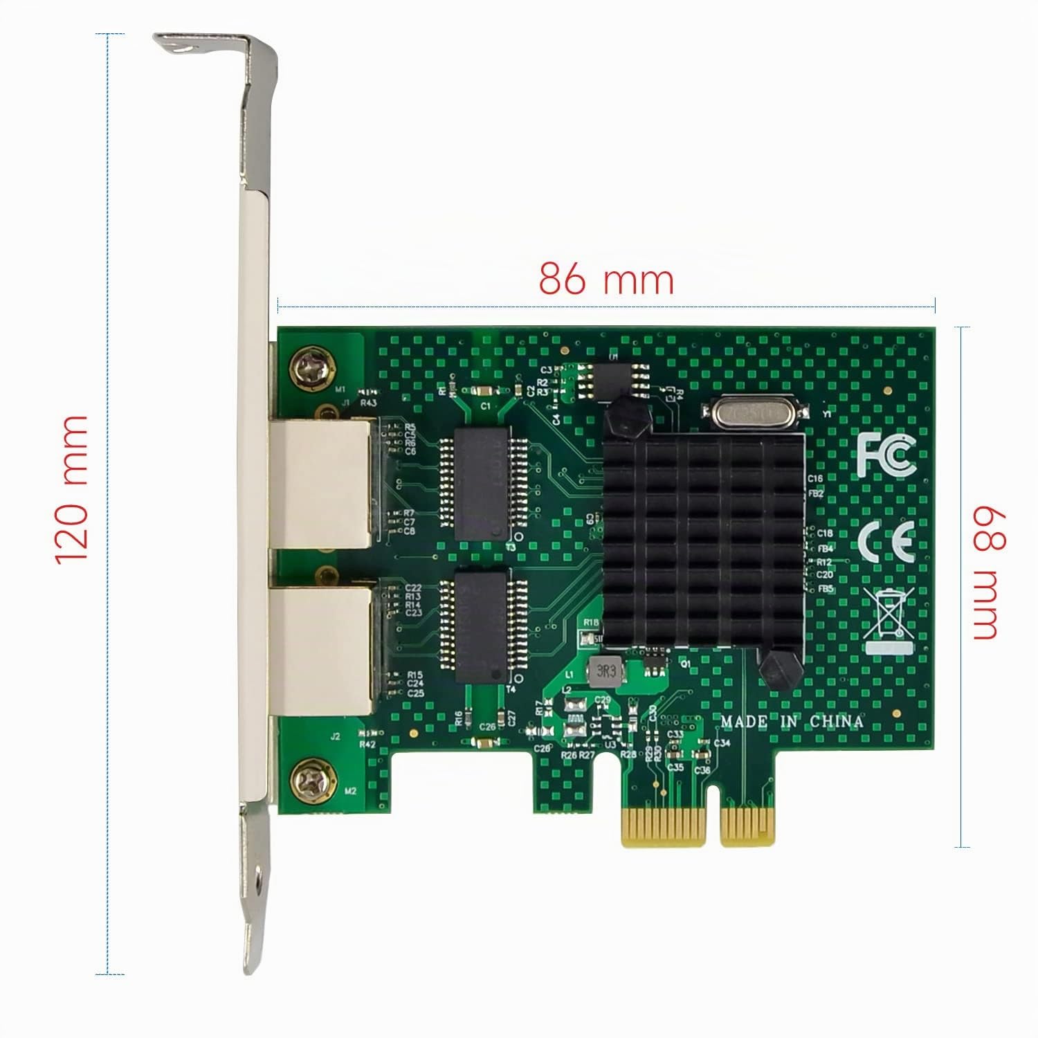Adaptateur Serveur Gigabit Ethernet PCIe à Deux Ports avec chipset NetXtreme® BCM5720-2P Carte réseau LAN PCI Express 1000M pour Windows Sever Linux Ubuntu VMware