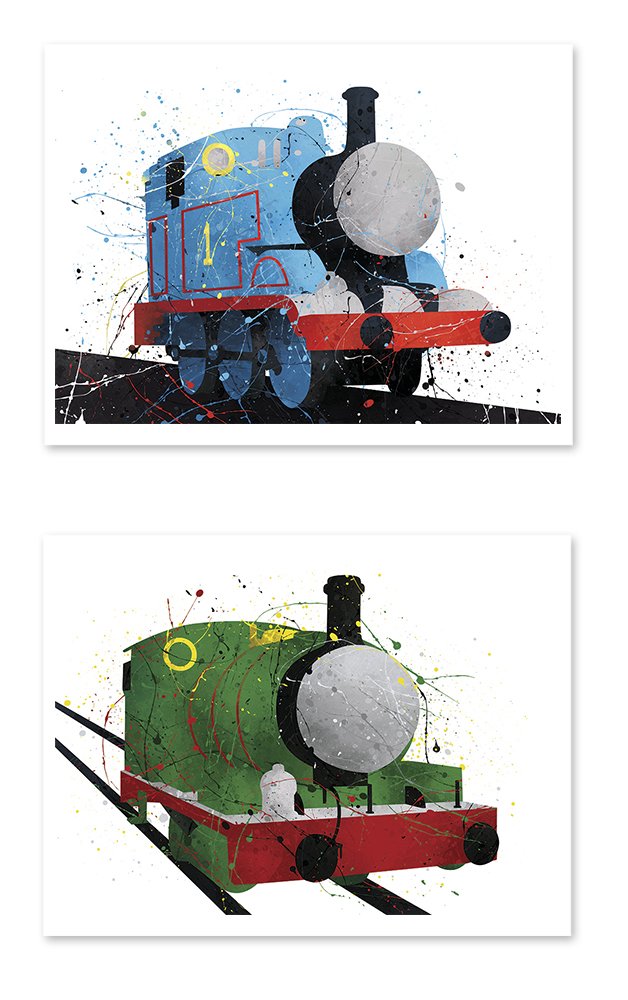 PGbureau 8x10 P39 Thomas and Friends Watercolor Train Prints.Wall Art Decor.Thomas The Tank - Percy The Small Engine