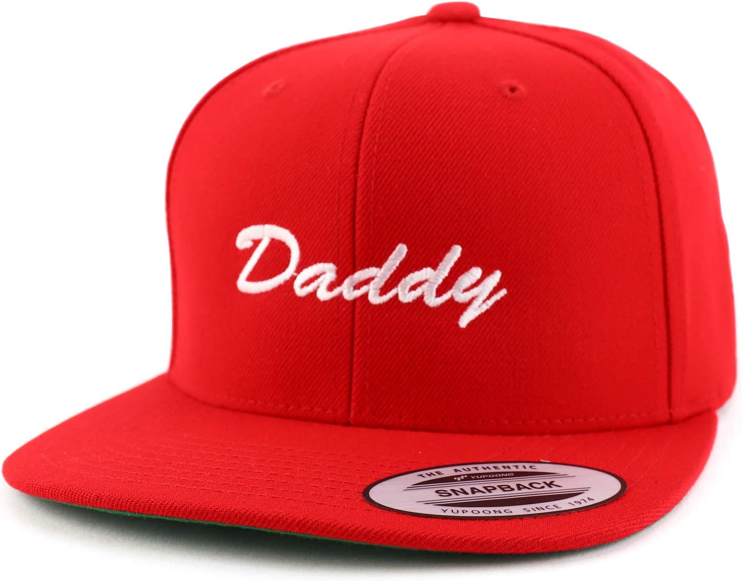Trendy Apparel Shop Flexfit Daddy Script Font Embroidered Structured Flatbill Snapback Cap