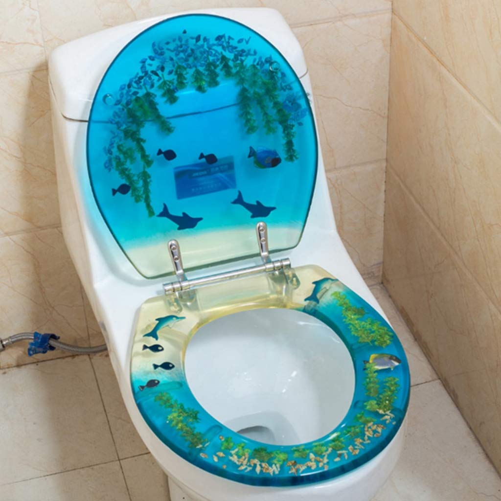 Transparenter WC-Sitz aus Kunstharz mit starken Scharnieren – einfach zu montierender Doppelbefestigungsdeckel (transparent)