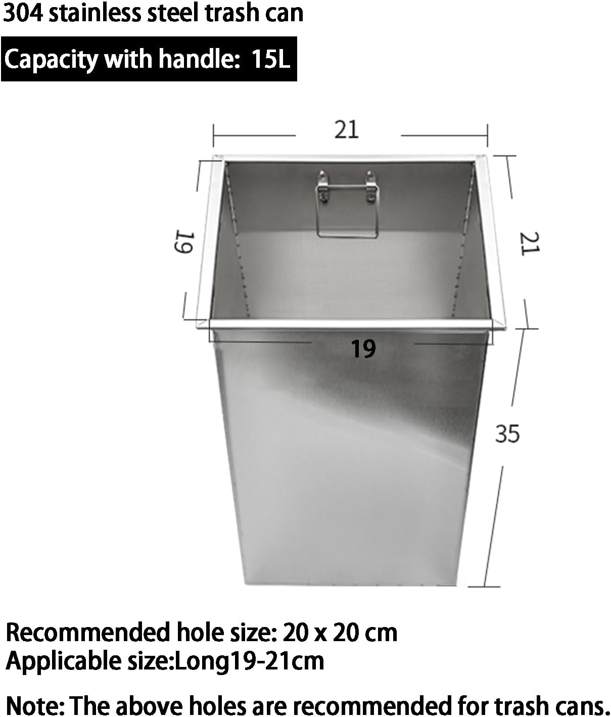 Square Trash Can Lid, Hidden Wastebasket Lid Cabinet Door Trash Can Lid, Built-in Trash Can Shake Lid in Cabinet Door, Restroom Balance Flap Waste,Build,Bucket A (Bucket A