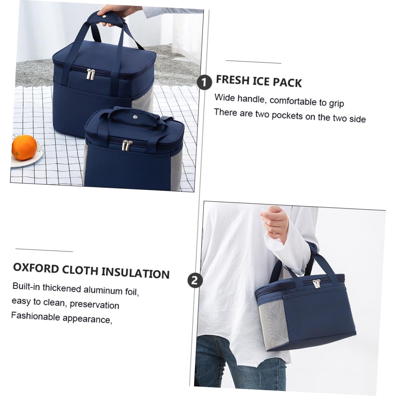 Hohopeti Oxford Stoff Lunchtasche mit Wärmespeicherung Großes Fassungsvermögen für Arbeit Schule und Picknick