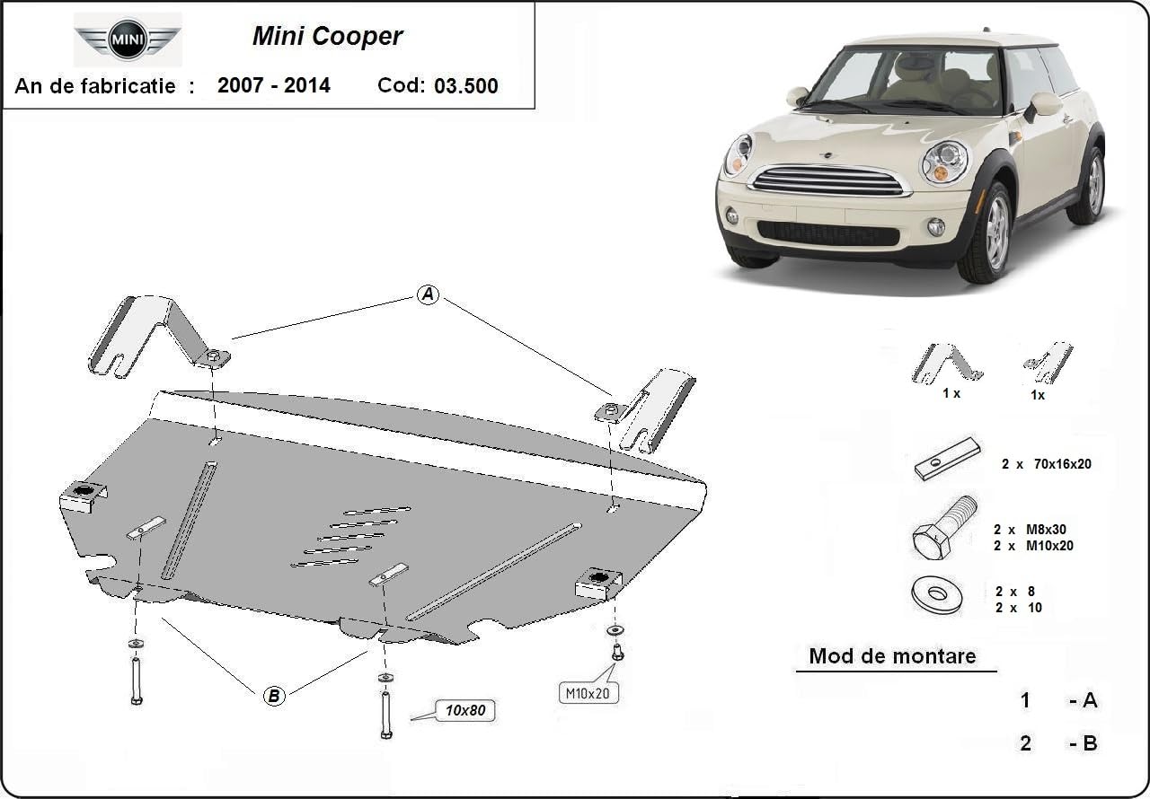 Protection sous Moteur Compatible avec Mini Cooper R56 (2006-2014). Scut Protection