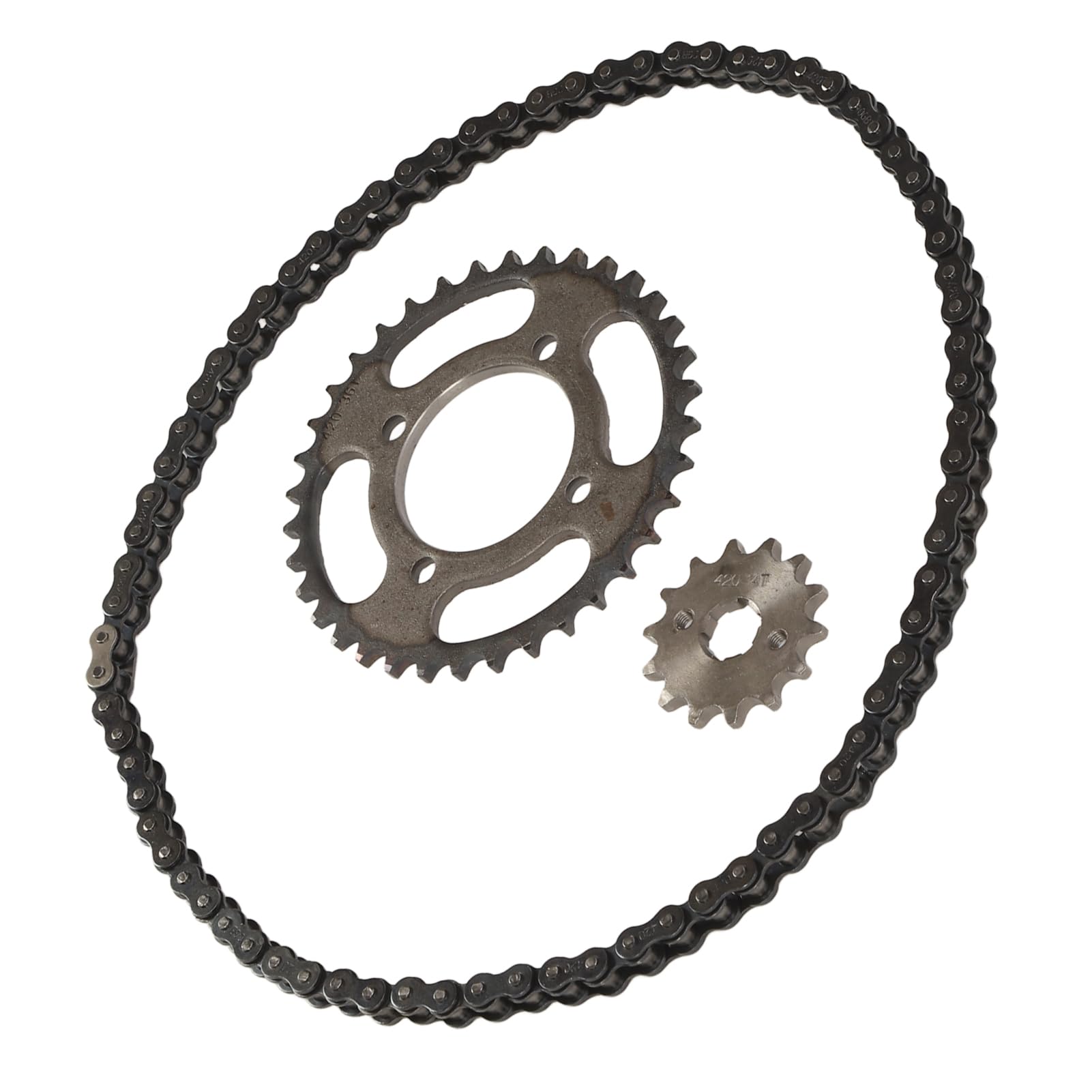 420 14T 36T Sostituzione Catena Dentata Anteriore 76 Maglie Catena in Acciaio Lega di Alluminio Set Ingranaggi per Scooter Elettrici ATV Motociclette Varie Potenze Garantire