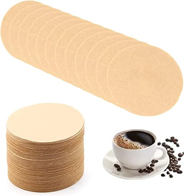 Coffee Filters Papers 300PCS Round Replacement Unbleached Paper Coffee Filters Micro Paper Filters Replacement for Compatible with Aeropress Coffee and Espresso Maker, 64mm/2.5in (Brown)
