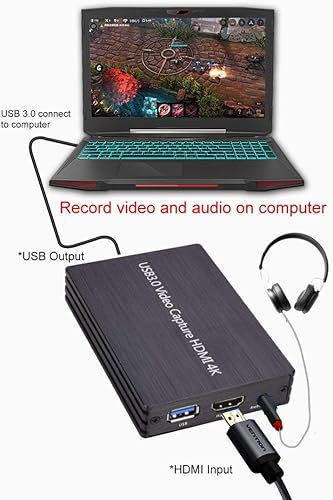 Miniatura 2 de YOTOCAP 4K 60fps HDMI 2 en 1 Salida a USB30 Tarjeta de captura de video de juego con entrada de micrófono salida de audio grabe hasta 1080p Full HD