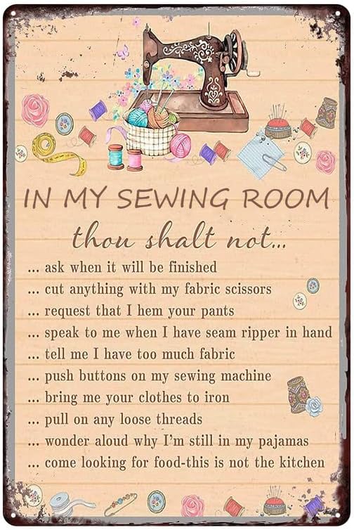 Cartel de hojalata vintage chic para decoración de arte en mi habitación de costura para el hogar, bar, cafetería, granja, tienda, garaje o club, 12