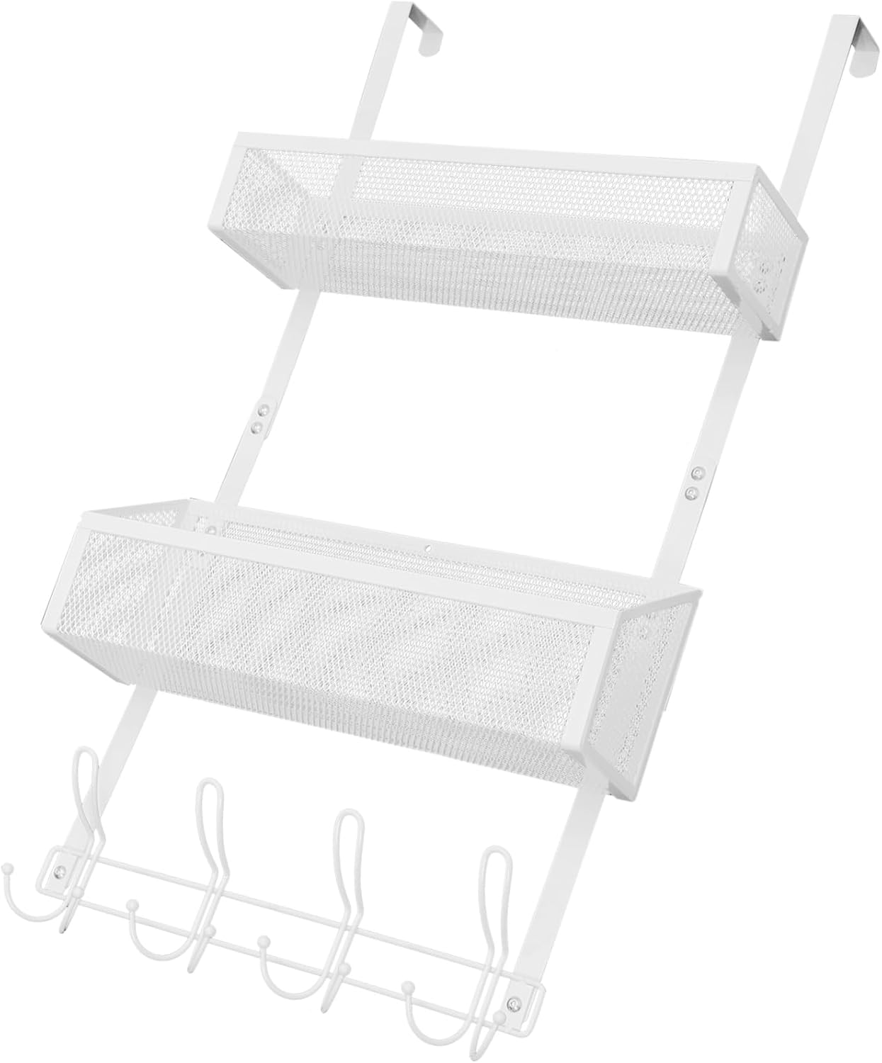 GLEAVI Double Over Door Shelves Hanging Baskets for Organizing Metal Door Organizer Storage Rack Mesh Basket