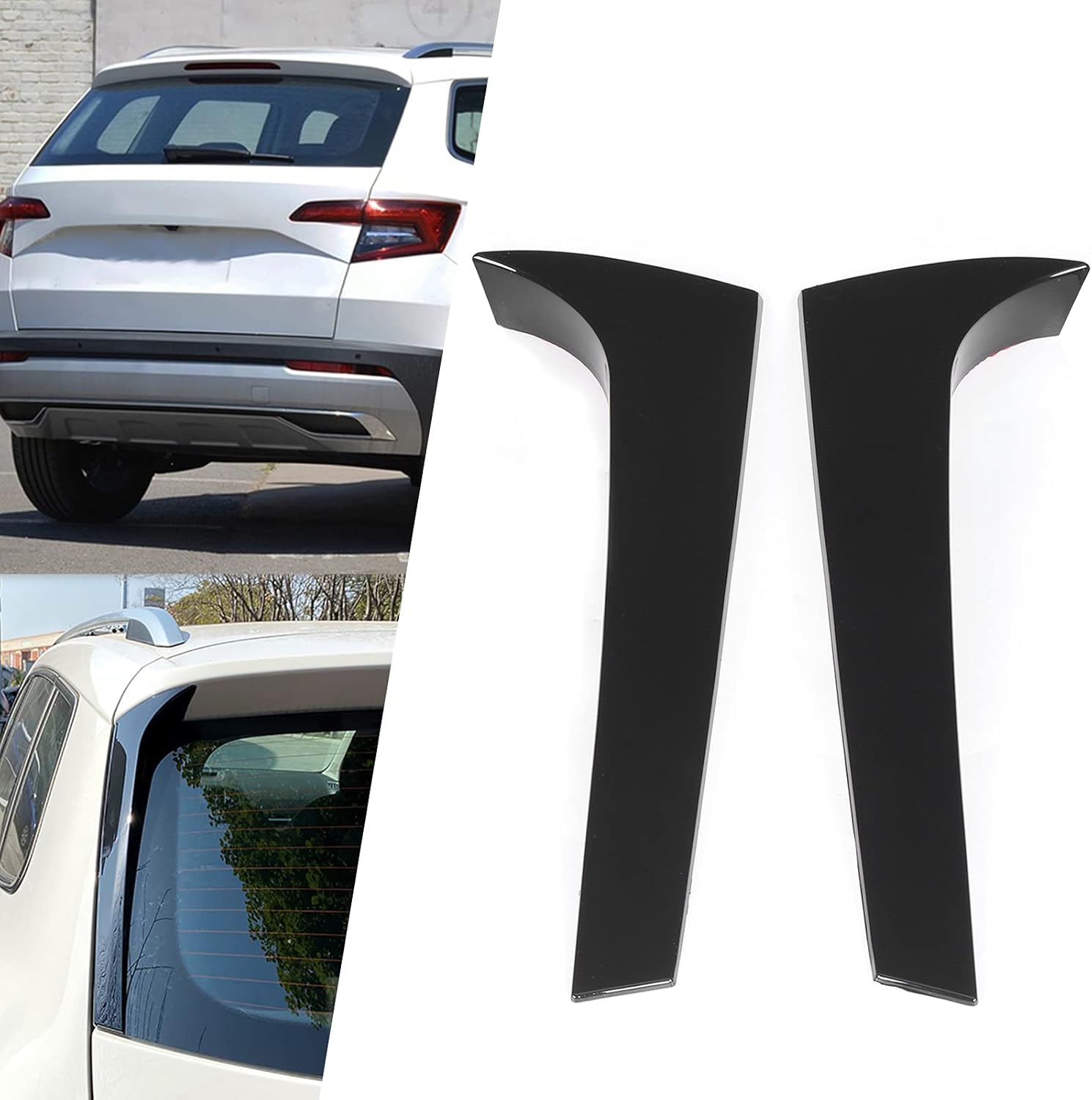 2pcs Rear Window Side Spoilers Wing Canards Trim, Replacement for 2016-2021, High - Grade ABS Car Exterior Styling Kit with Easy Installation for Rear (Bright Black)