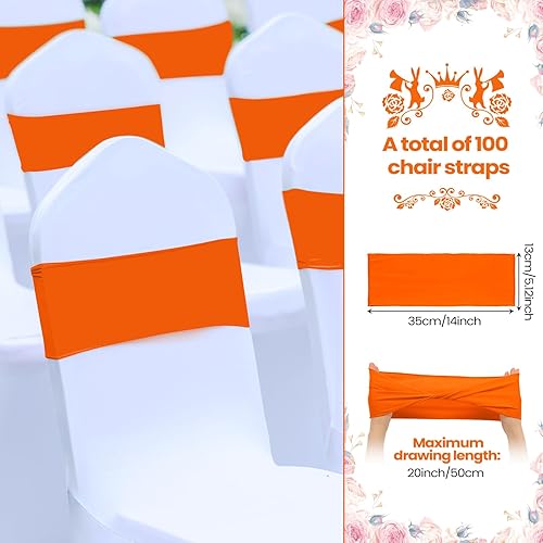 Miniatura 9 de CHENGU 100 bandas de elastano para silla, con lazo liso, para bodas, sin hebilla, decoraciones para sillas de cumpleaños, lazos elásticos para