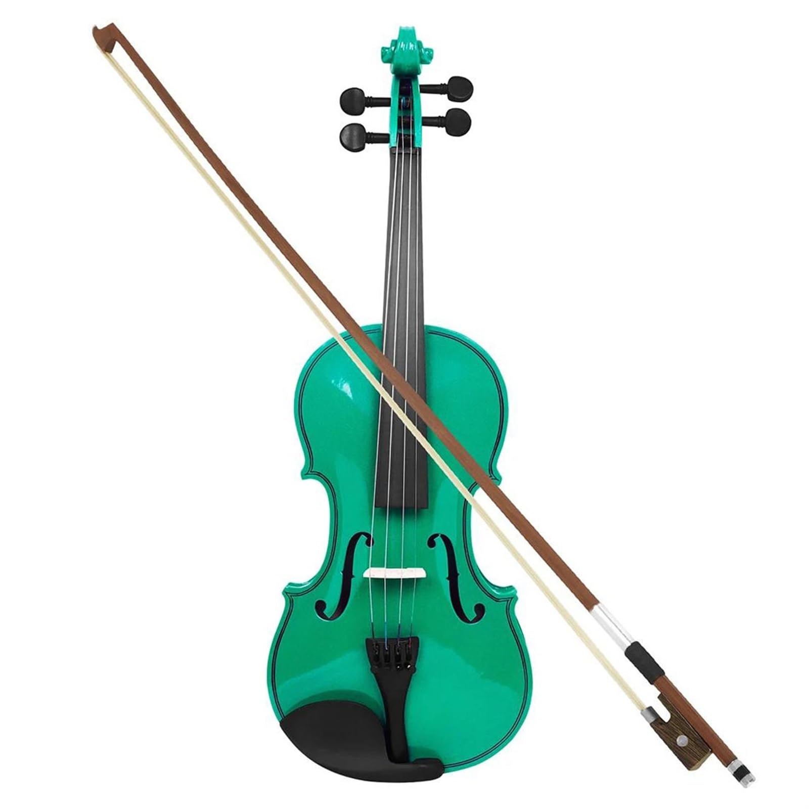 Violino Set Violino Acustico In Legno Massello A Grandezza Naturale 4/4 Per Violino Principiante Con Custodia E Violino Di Colore Verde/viola(Green)