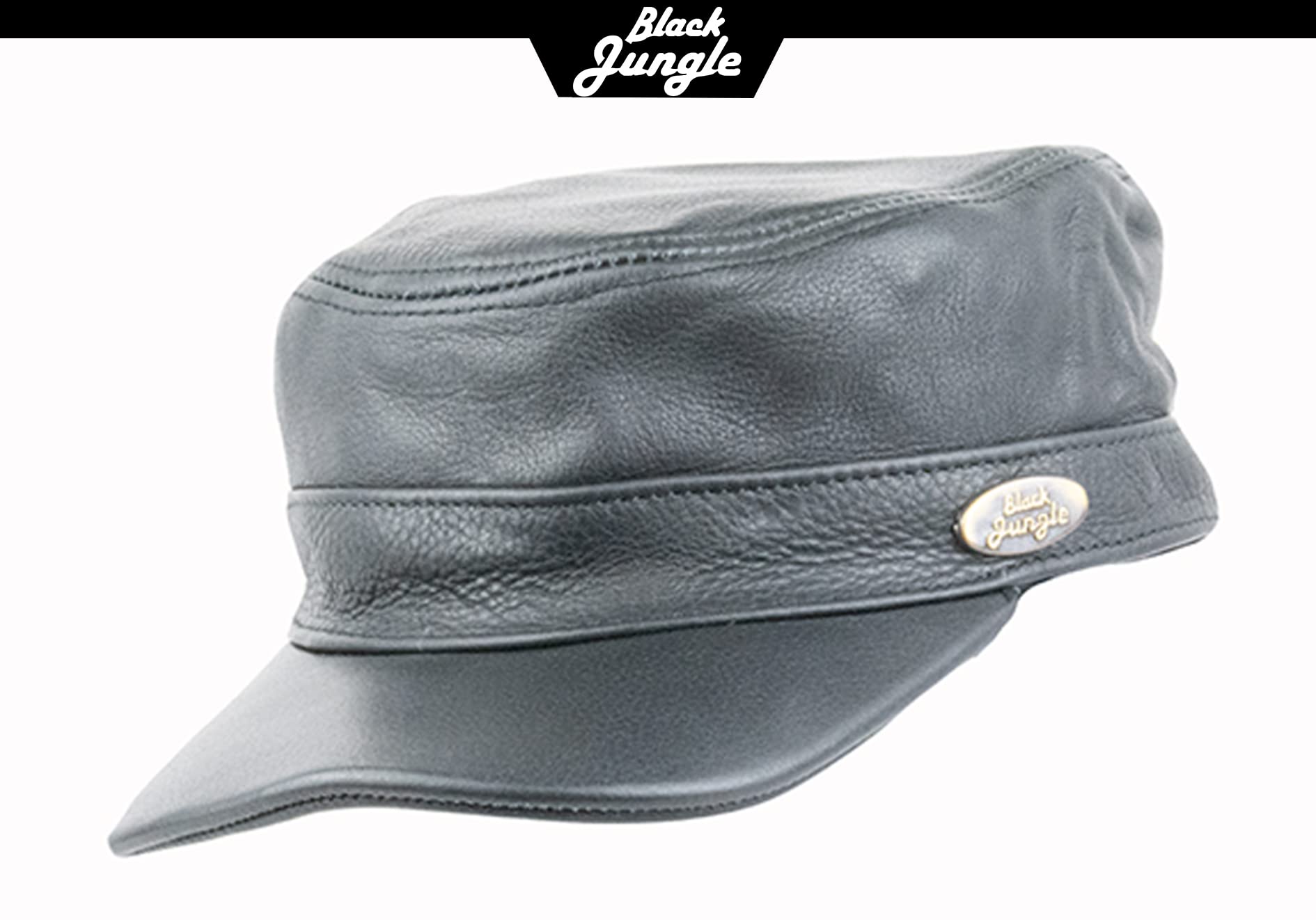 Black Jungle Castro Army Cap skórzana czapka wojskowa, czapka motocyklowa, rozmiar uniwersalny, czarny, jeden rozmiar