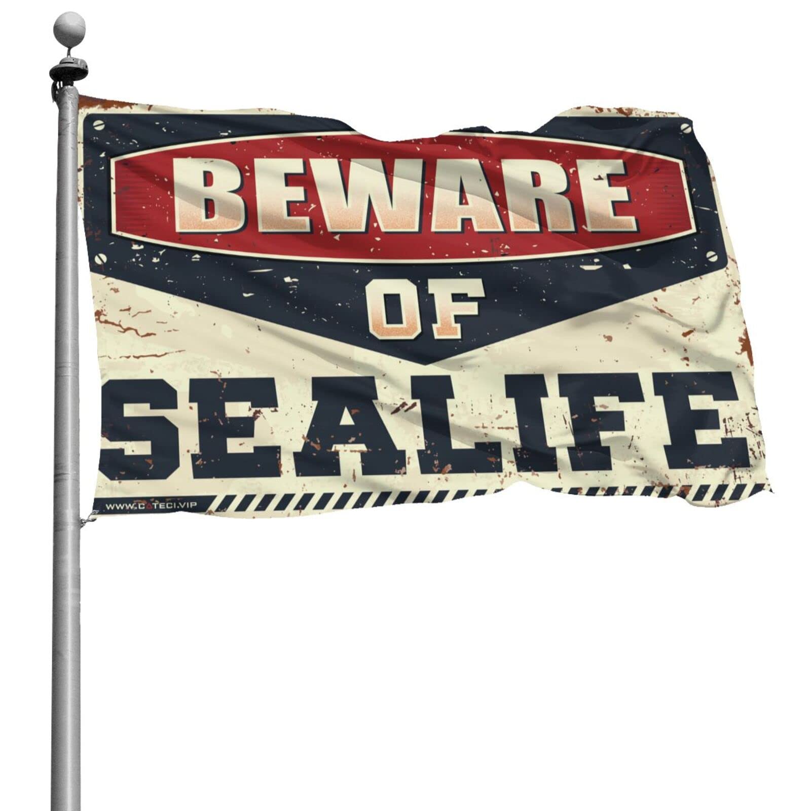 Drapeaux muraux pour homme Beware of Sealife drapeau universitaire deco sans percer