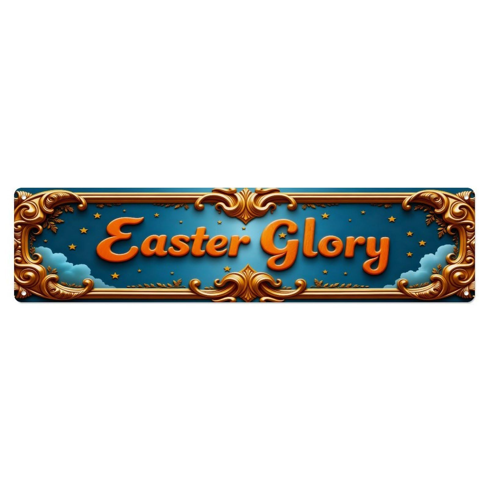 Easter Glory Golden Stars Clouds Metal Tin Sign Plaque
