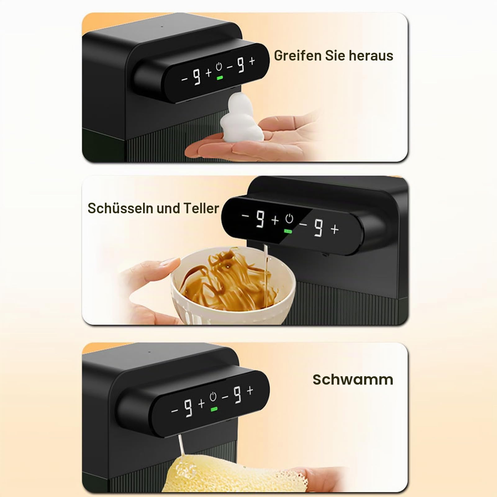 Bewinner Intelligenter Automatischer Seifenspender, Wandmontierter, Berührungsloser Doppelsensor-Elektrospender mit 9-stufig (Links Flüssigkeit Rechts Schaum)