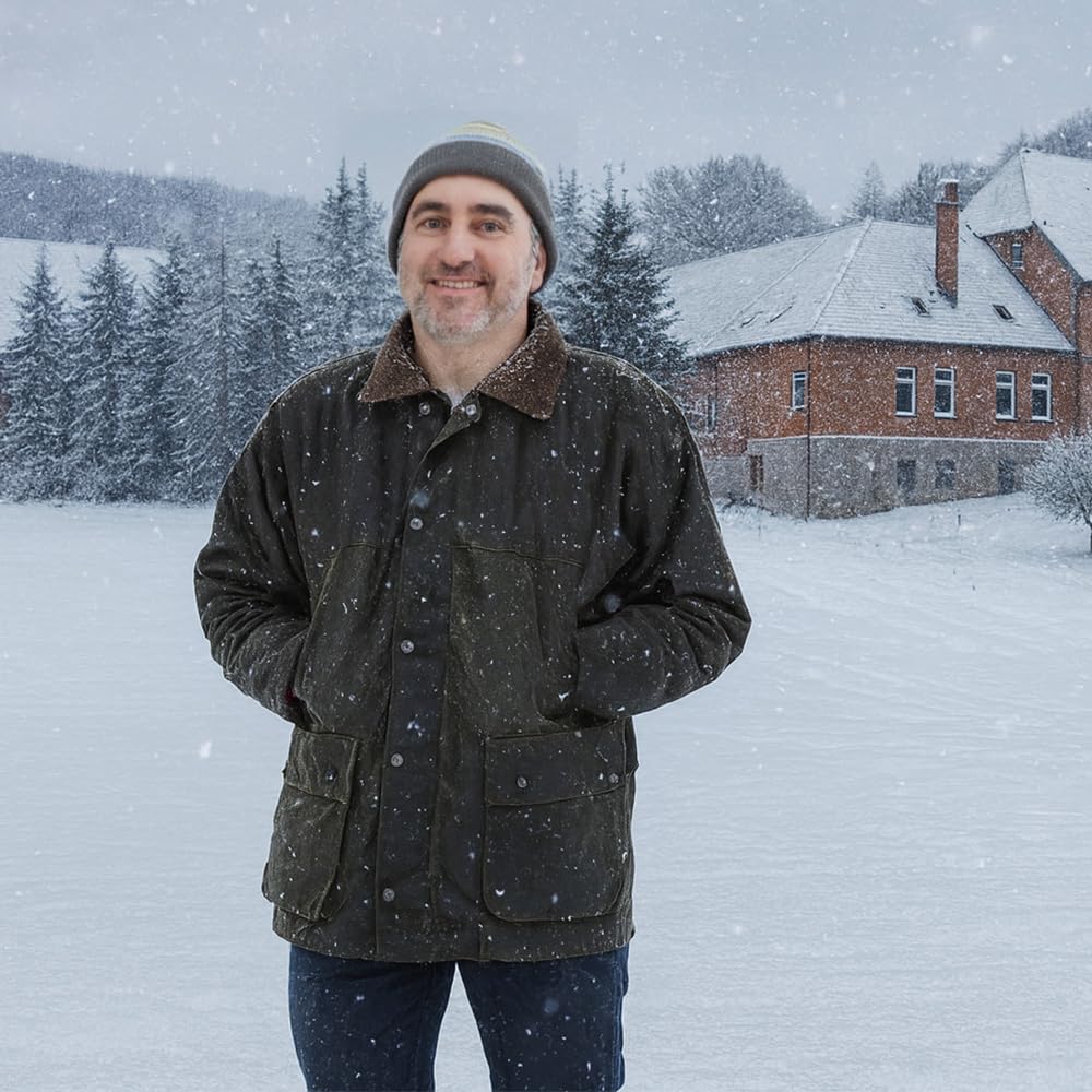 Romneys Giacca in cera inglese foderata – L'originale | Robusta giacca impermeabile antivento e impermeabile | calda e foderata come giacca invernale con cappuccio
