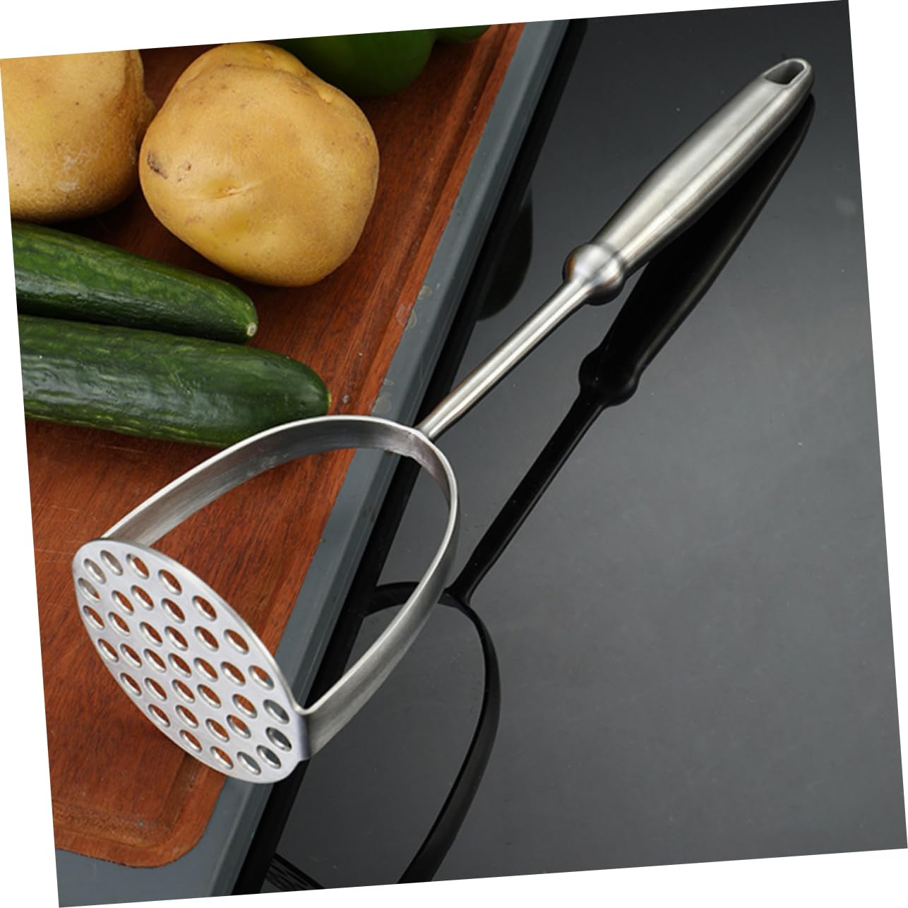 Ciieeo Stainless Steel Potato Masher Kitchen Tool Stainless Steel Design Comfortable Grip Handle for Quick Mashing of Potatoes and More for Home and Restaurant Use