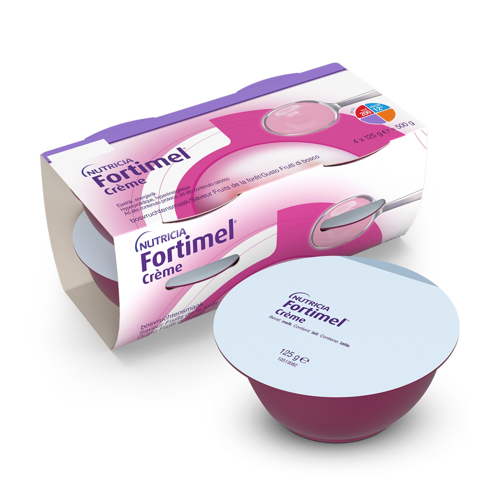 NUTRICIA FORTIMEL CREME - Supplemento Nutrizionale per la Gestione Dietetica della Malnutrizione, Cremoso, adatto per problemi di Deglutizione, Alimento a Fini Medici Speciali, Frutti di Bosco-4x125ml