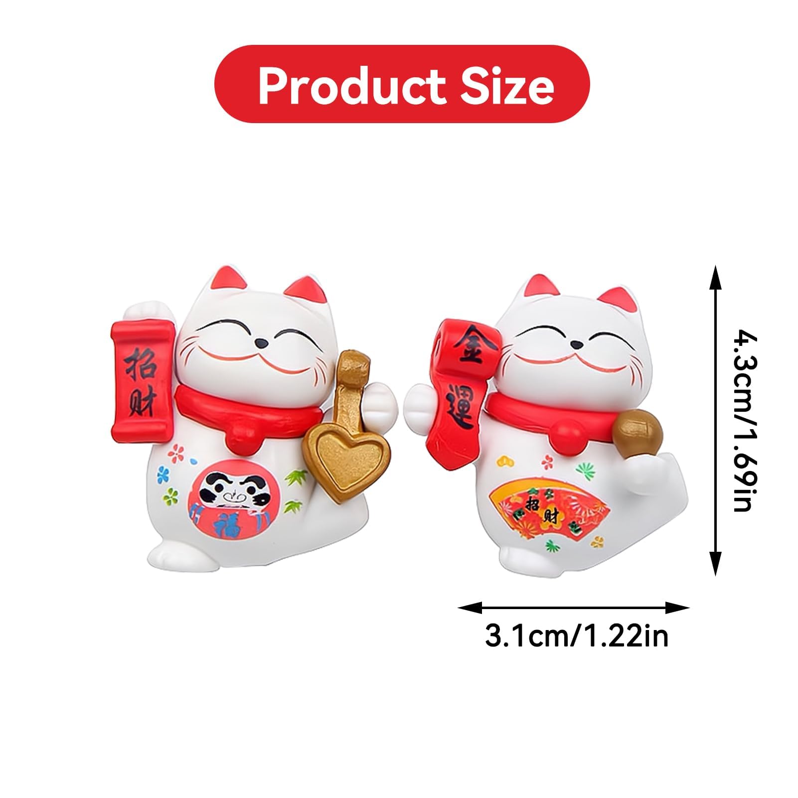 Figurines Chats Porte-Bonheur - Lot De 6 En Résine Pour Déco Feng Shui Maison/Bureau | Miniatures Décoratives - 2