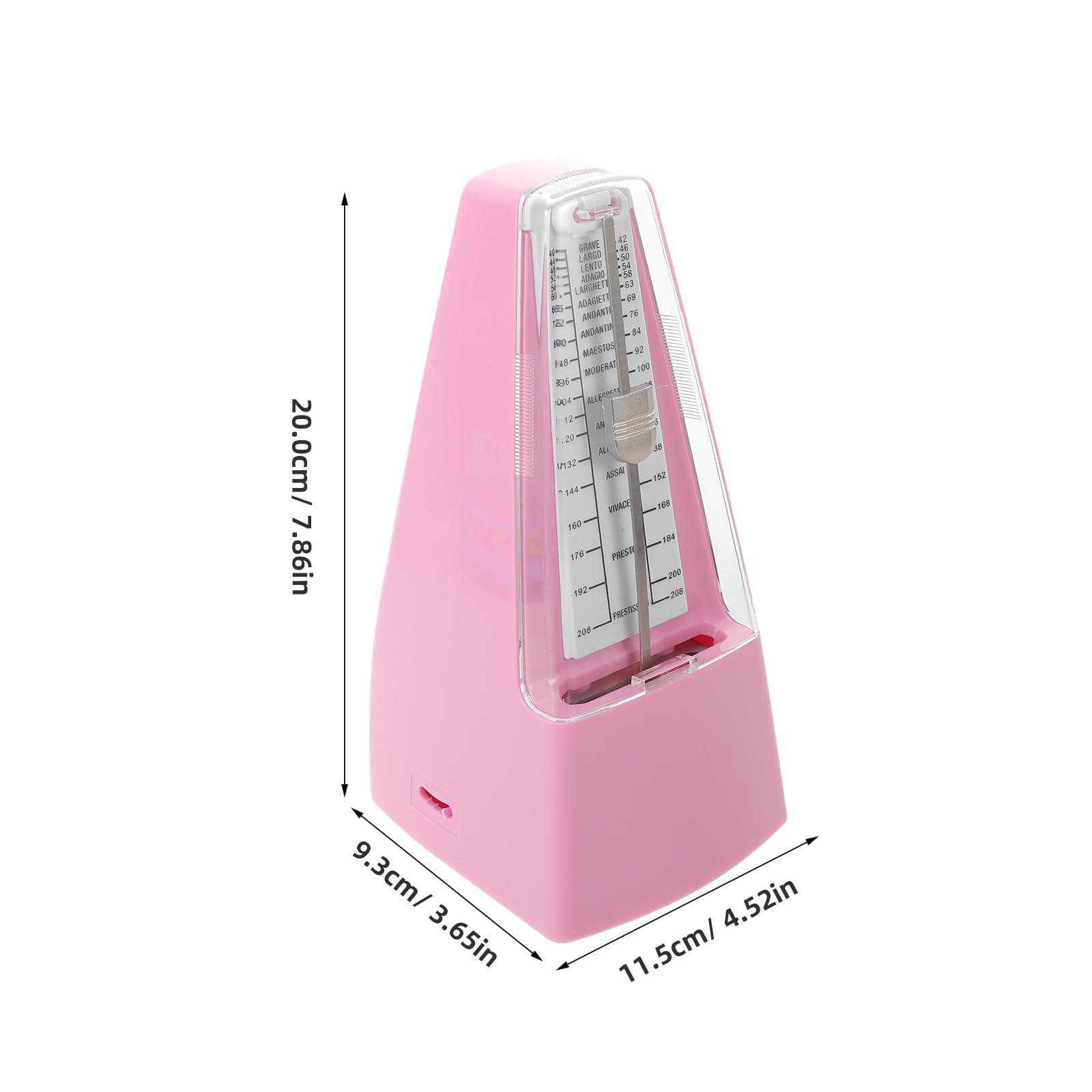 Metronomo Meccanico di Precisione per Esami Pianoforte Rosa | Compatibile Chitarra e Batteria, per Studenti e Musicisti Avanzati, Portatile, Metallo e Plastico