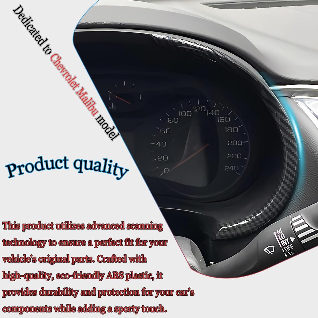 Dash Board Trim, for Chevrolet Malibu 2016 2017 2018 2019 2020 2021 2022 2023 2024 - ABS Carbon Fiber Grain Sport Interior Trim Full Set Accessories