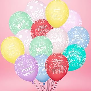 60PCS Birthday Balloons Macro Happy Birthday Balloons for Birthday Party Decorations for Women Girls