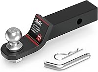 WINSBULL 2" Drop Trailer Hitch Ball Mount with 2" Shank, 7,250 lbs GTW - Includes Pin & Clip for Truck Towing, Black