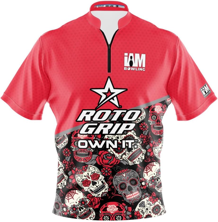 Logo Infusion Dye-Sublimated Bowling Jersey (Sash Collar) - I AM Bowling Fun Design 2038-RG - Roto Grip - Halloween Skulls
