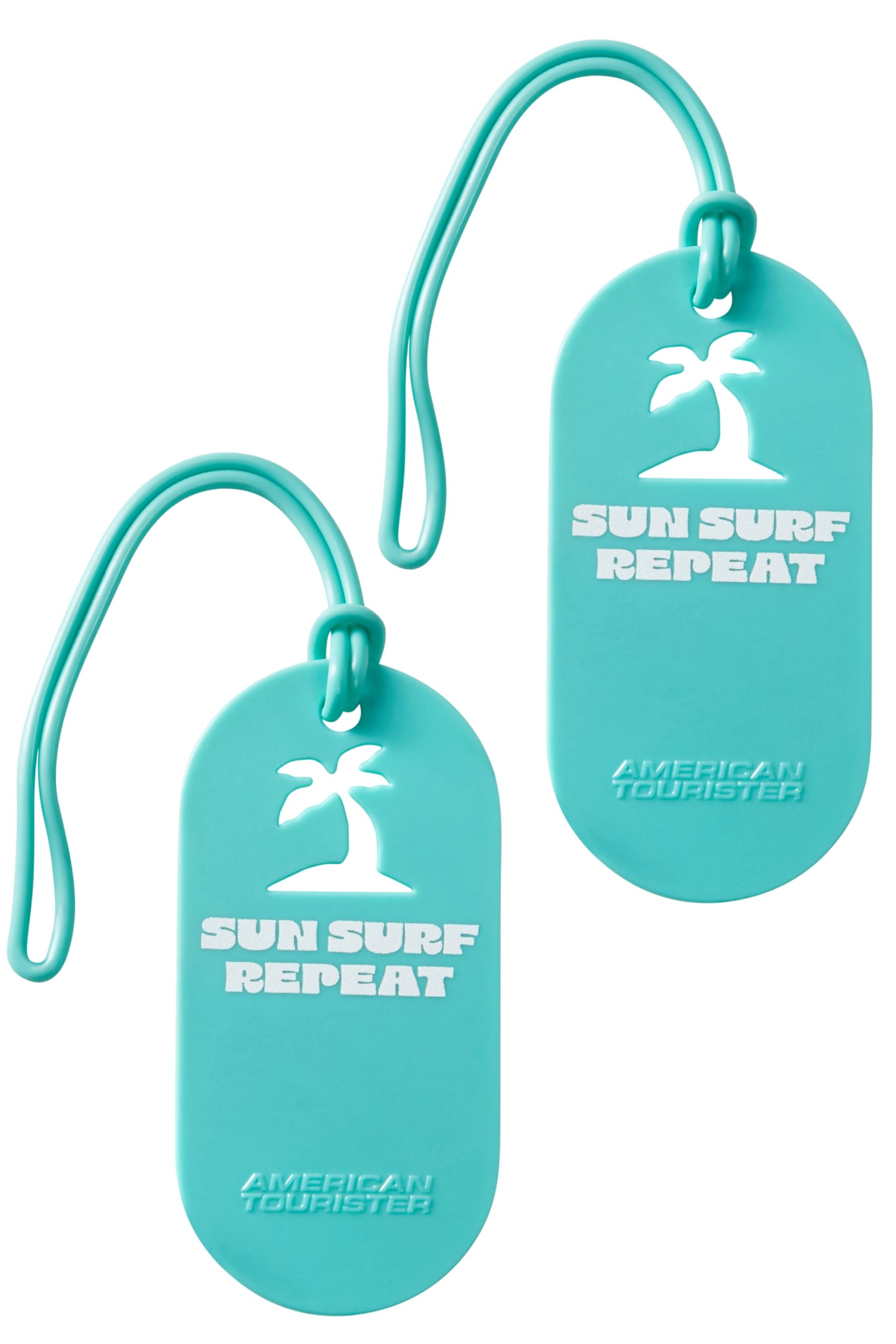 American Tourister Luggage Tags - for suitcases and Bags, with Print and Address Card, Set of 2 - Sun Surf Repeat