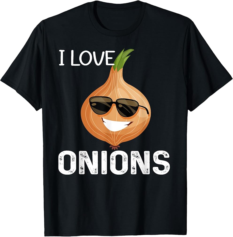 I Love Onions Funny Designs Graphic Vegetables Vegan Life T-Shirt