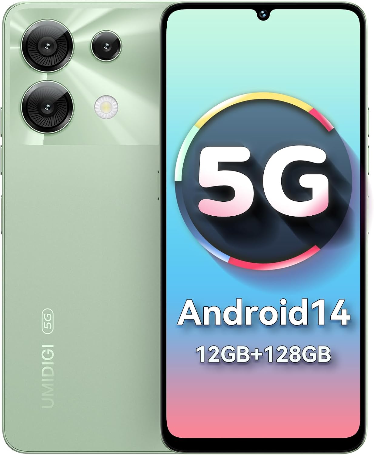 UMIDIGI G9 5G Mobile Phones, Android 14 Smartphone, 12(6+6) GB +128GB/1TB, 6.75″ HD+ 90Hz Display Phones, 50MP Camera, Sim Free Unlocked Mobile Phones, 5000mAh, Dual SIM/FaceID/Fingerprint/GPS, Green