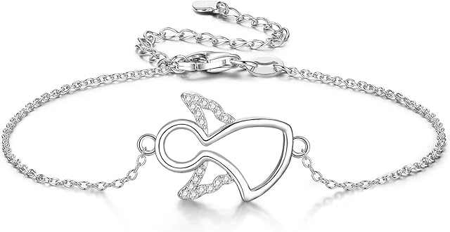 LYTOPTOP Silver Bracelet for Women Girls, S925 Sterling Silver Chain Guardian Angel Adjustable Charm Bracelets Jewellery Gifts for Christmas Birthday