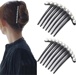 JONKY Vintage Pearl Black Hair Side Combs Clip Hair Accessories Hair Tools Side Combs Unbreakable Decorative Combs Best Gi...