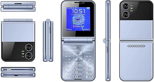 Miniatura 5 de Teléfono 2G con tapa de 2.6 pulgadas para personas mayores, botón grande dígitos de sonido fuerte, 4 tarjetas SIM en espera, 1400 mAh de larga