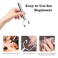 Vista 6 de Imán de uñas de ojo de gato 3 en 1 en forma de Y, doble cabeza, magnético, ojo de gato, esmalte de gel multifuncional, herramientas de diseño