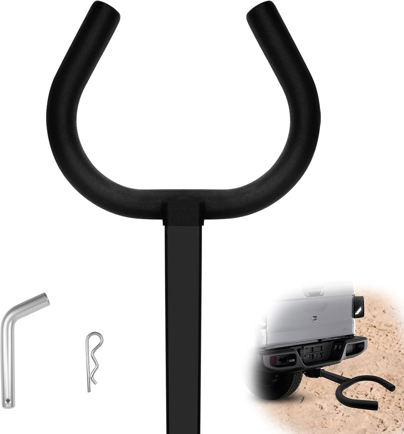 Hitch Toilet Seat with Soft cushion, Portable Restroom Trailer, Heavy Duty Powder Coated Carbon Steel Emergency Toilet, Fit for 2'' Trailer Hitch Receiver, Camping Traveling Toilet Seat for Trailer