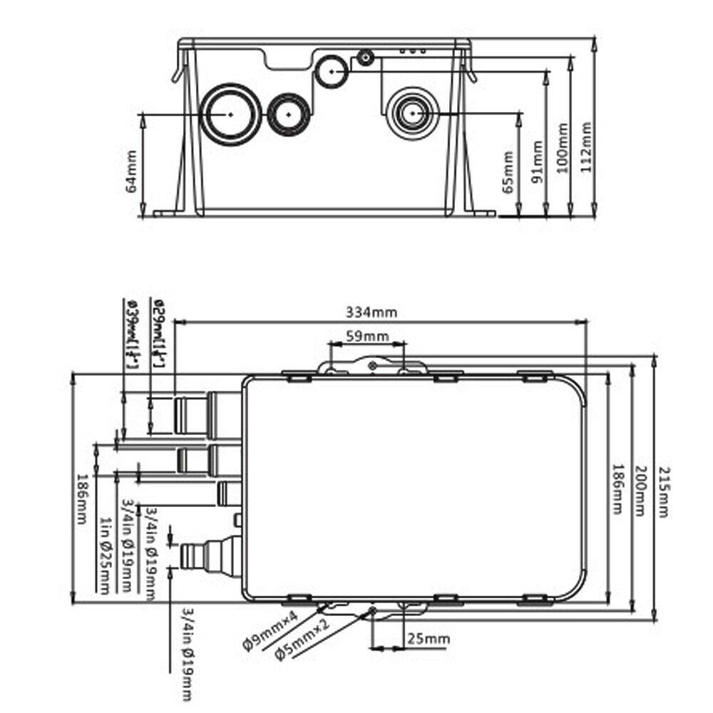 Duschpumpe, Duscha Haushaltspumpe 2,5m, Kompakte Boot Duschwanne Pumpe mit eingebautem automatischen Schwimmerschalter, Duschsumpfpumpensystem, 2271l/h, 12V, 4 Eingangsanschluss (19/25/29/39cm)