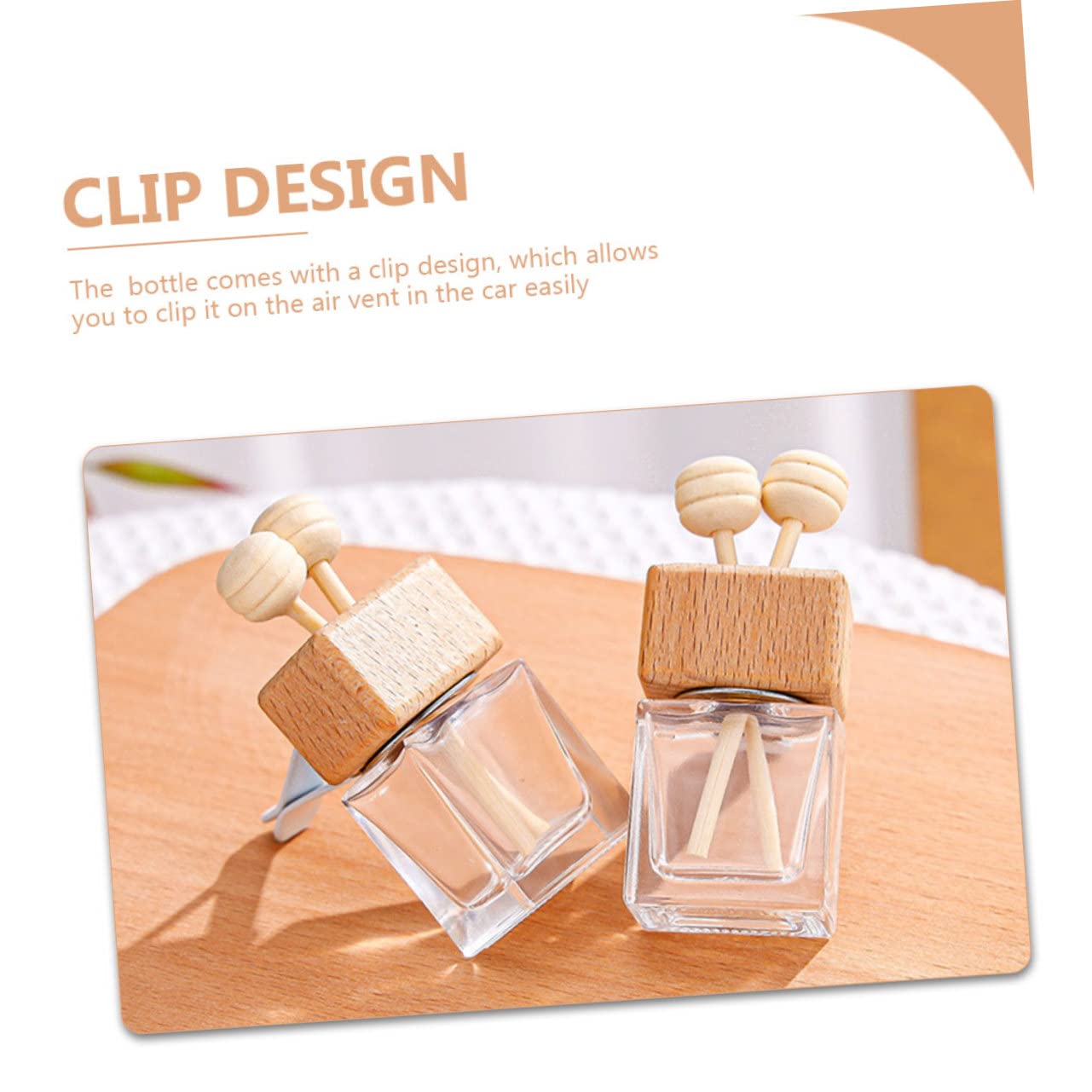 10 pezzi Bottiglie Diffusori Profumo Auto in Vetro con Tappo in Legno e Clip per Bocchette d Aria Decorazione Elegante per Aromaterapia e Oli Essenziali Freschezza Continuativa
