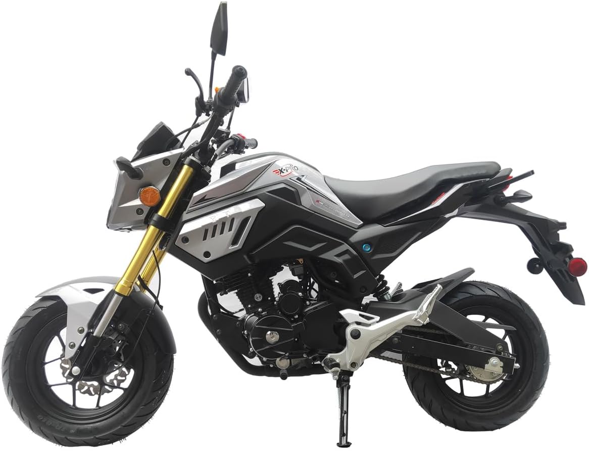 X-PRO Vader 150 Street Motorcycle with 5-Speed Manual Transmission, Electric/Kick Start! 12" Wheels! (Grey)
