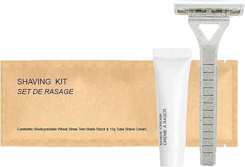 World Amenities Kraft Paper Shave Kit - Bulk Homeless Care Package - Dual Blade 