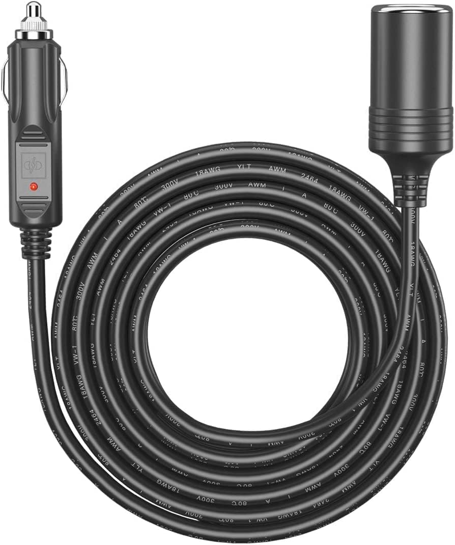 Amacam 12V/24V Car Charger Extension-5 Metre Black Long Cable with Inline Cigarette Lighter Socket. Suitable for Tyre Inflators Vacuum Cleaners and Other Portable Equipment Tough Durable Power Lead. Amacam 12V/24V Car Charger Extension-5 Metre Black Long Cable with Inline Cigarette Lighter Socket. Suitable for Tyre Inflators Vacuum Cleaners and Other Portable Equipment Tough Durable Power Lead.