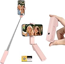Adiwo Mini Selfie Stick, 70CM Tragbarer Selfiestick im Taschenformat, Kompakter Erweiterbares Bluetooth Handy Stativ für 4-7" Telefone(Rosa)