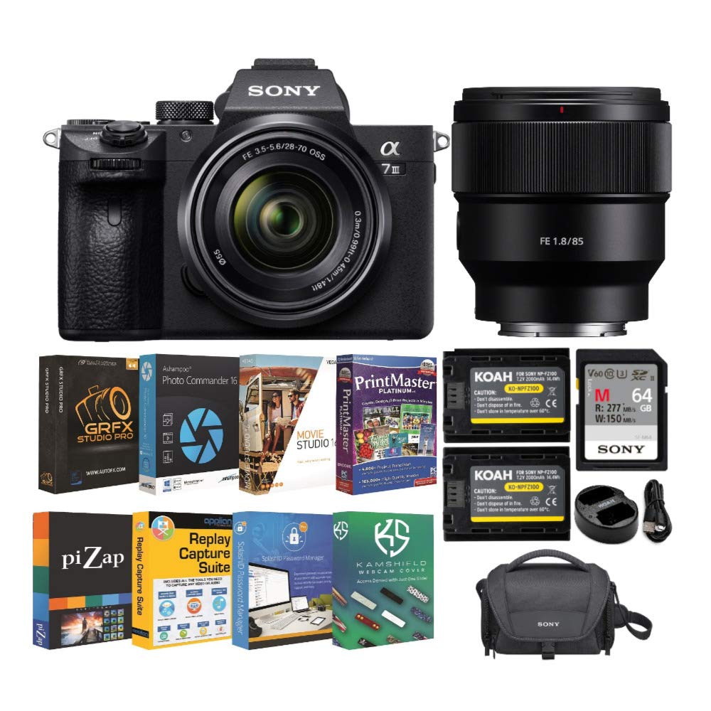 Sony Alpha a7 III Full Frame Mirrorless Camera with 28-70mm Lens and FE 85mm f/1.8 Prime E-Mount Len