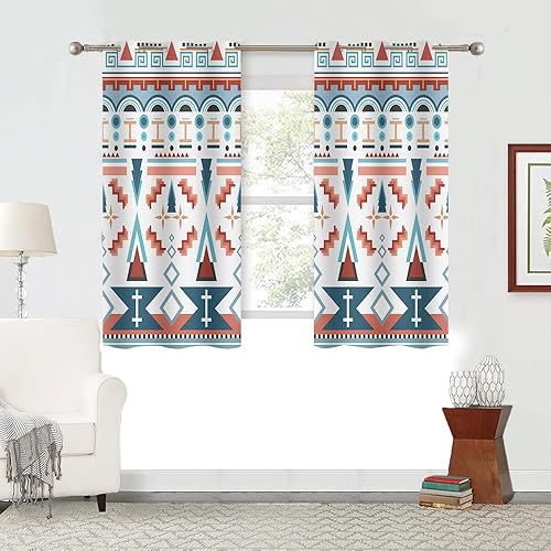 Miniatura 3 de Southwest - Cortina rústica de 42 x 63 pulgadas, cortina de ventana de nativos americanos occidentales para sala de estar y dormitorio, juego de 2