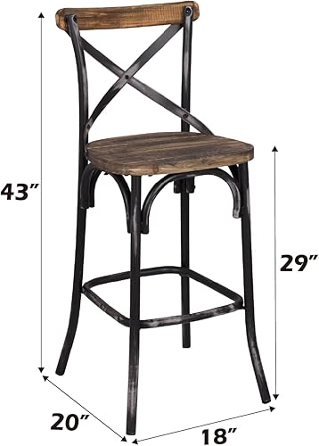 Miniatura 2 de Acme Furniture Zaire Silla de bar, nogal/negro antiguo Negro y amperio; roble antiguo,Rojo y roble,Cielo y roble,Turquesa y Roble,Nogal/Blanco