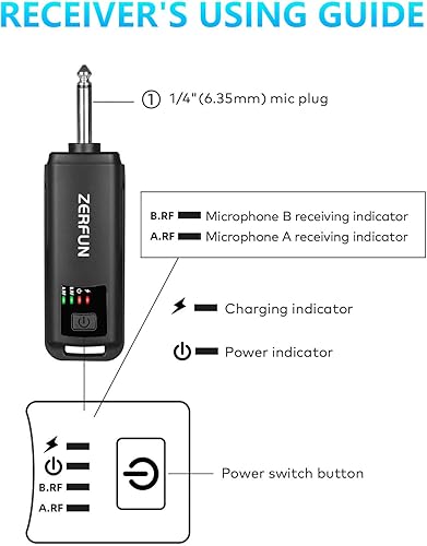 Miniatura 6 de Micrófonos inalámbricos recargables duales, sistema de micrófonos inalámbricos de mano profesional con control de agudos de eco BASS VOL para